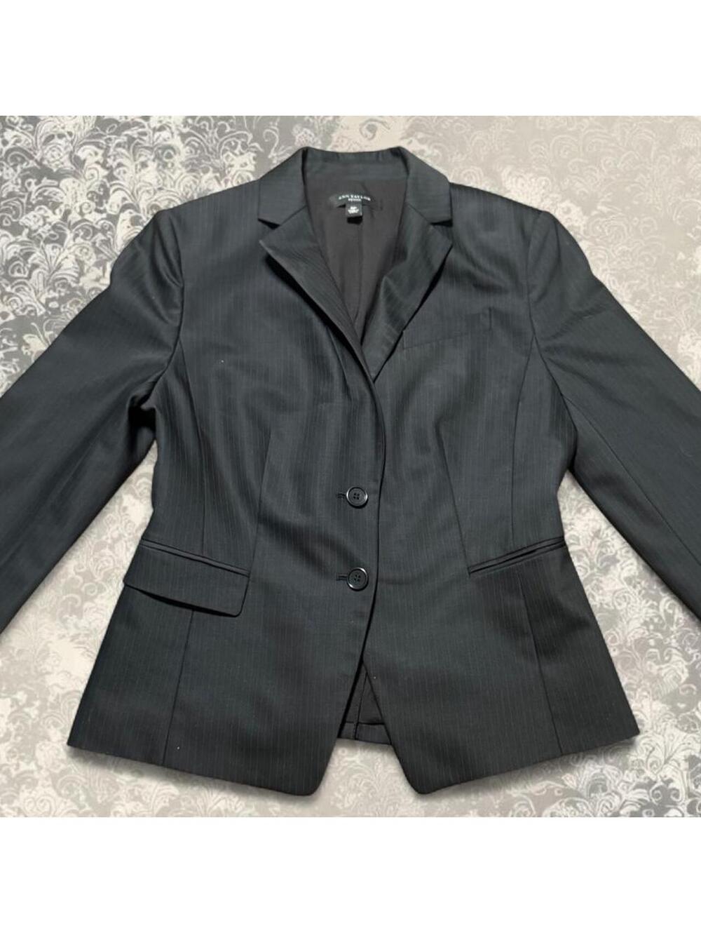 Ann Taylor Petite black pinstripe blazer